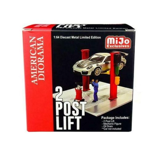 2 Post Lift with Oil Drainer & Mechanic figure