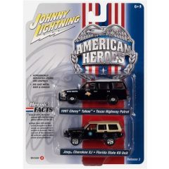   American heroes 2-Pack - Chevy Tahoe Texas Highway Patrol / Jeep Cherokee XJ Florida State K9 Unit